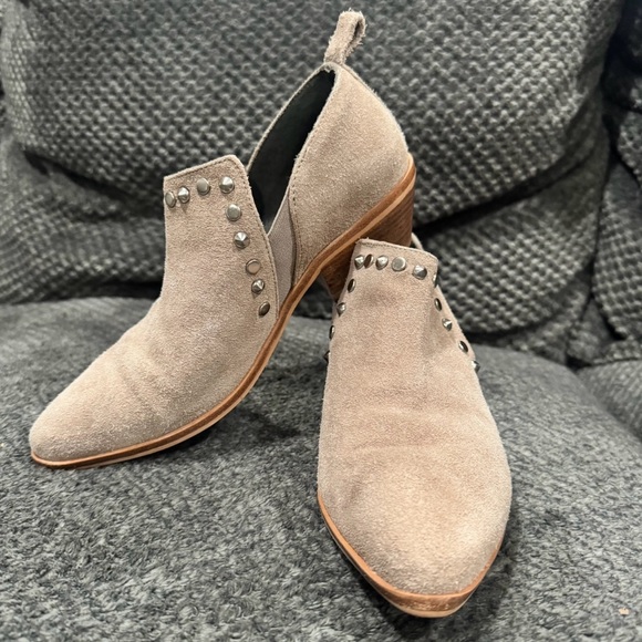 Rebecca Minkoff Shoes - Rebecca Minkoff Annette Too Studded Suede Booties in Tan 7M Block Heel Leather